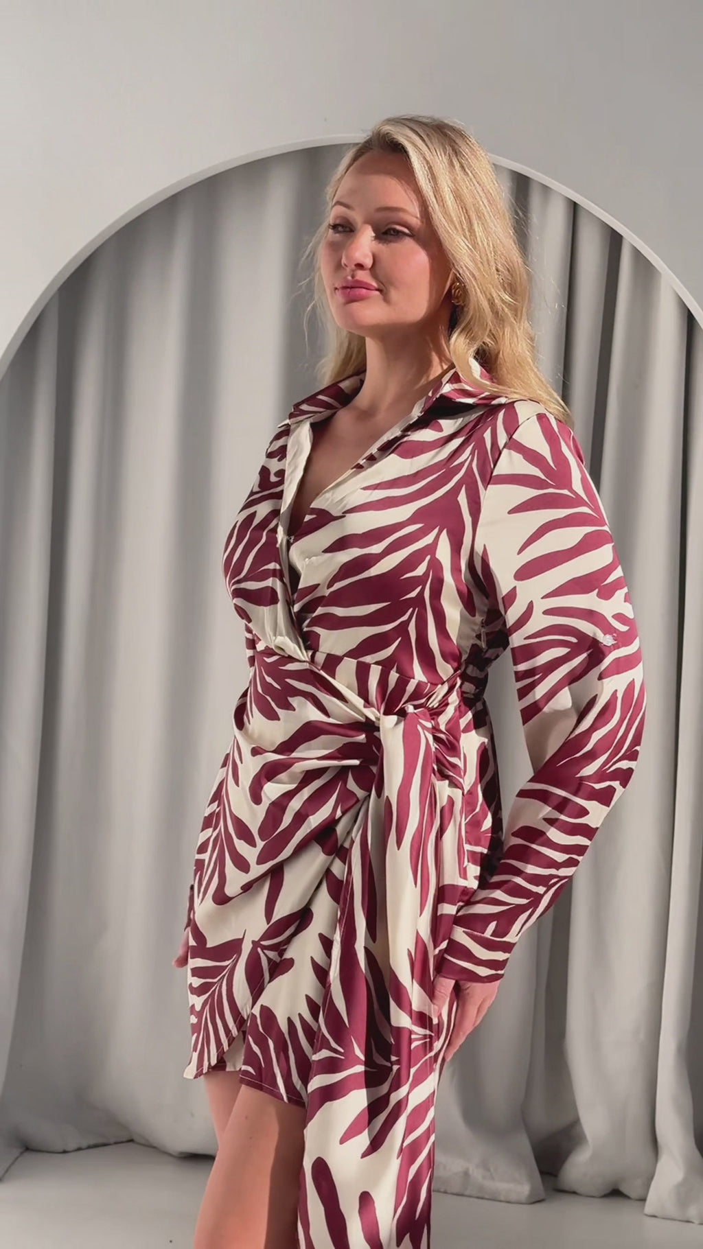 Kaya Mini Dress - Cream Wine Print