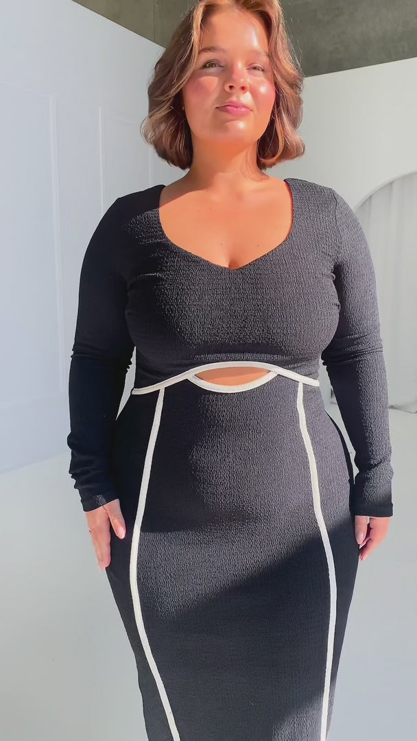 Dylan Midi Dress - Black White