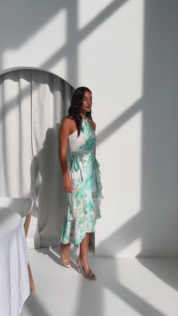Lucetta Midi Dress - White Mint Floral