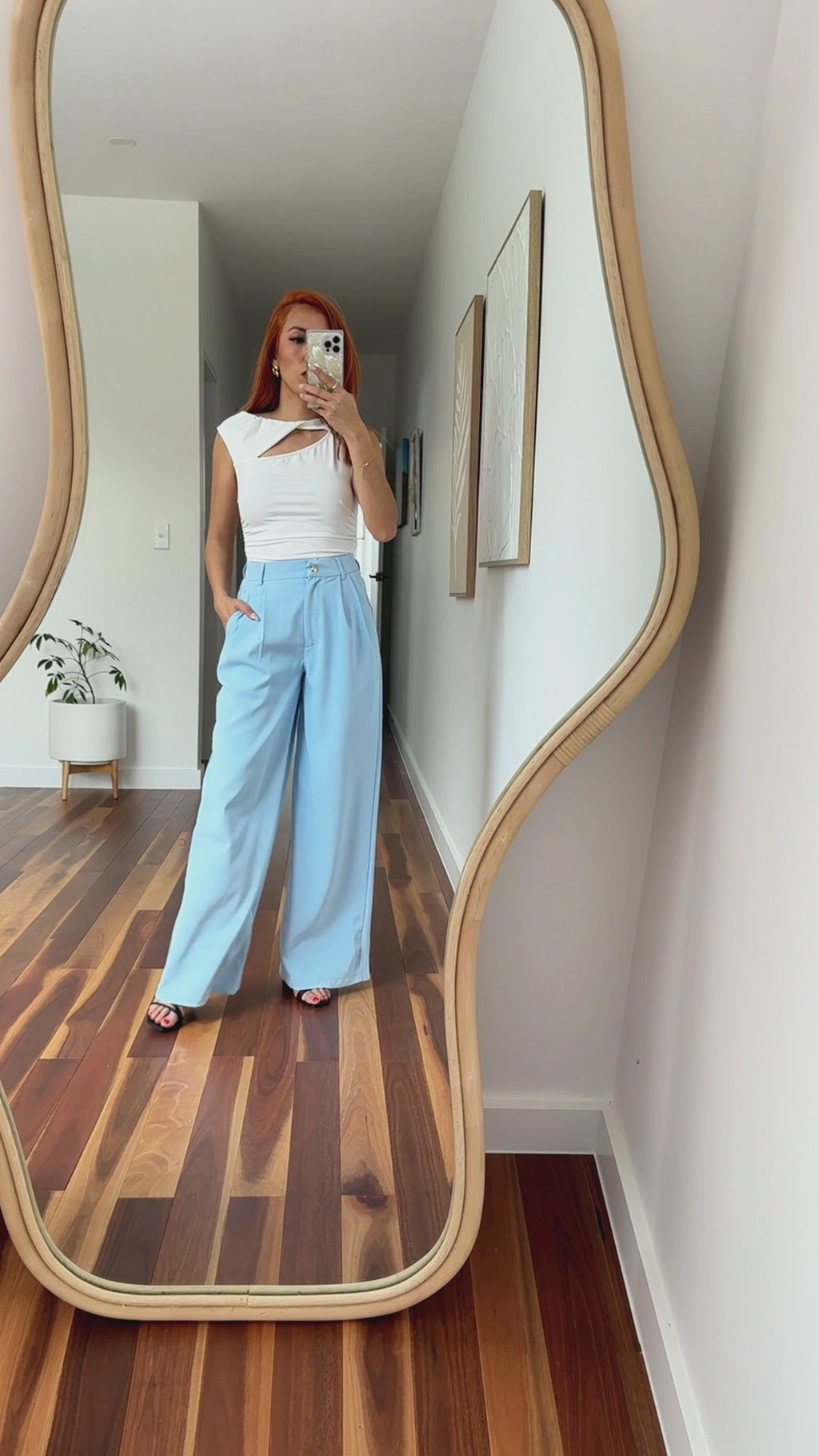 Carson Wide Leg Pants - Baby Blue