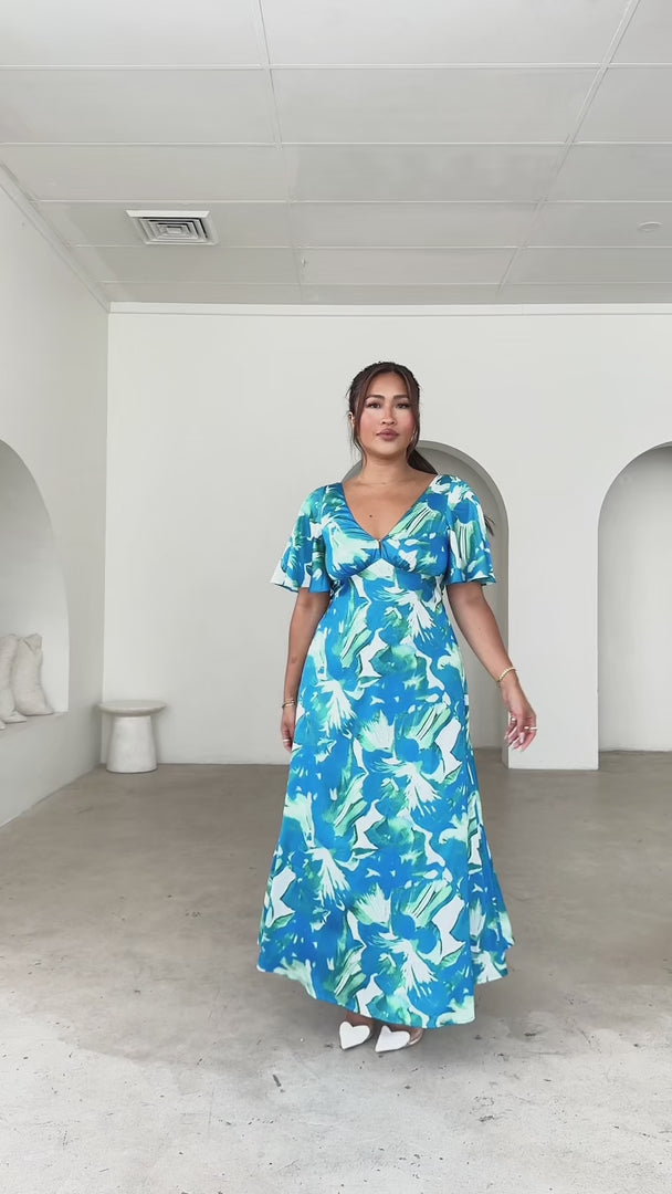 Bianco Maxi Dress - Blue Green Print