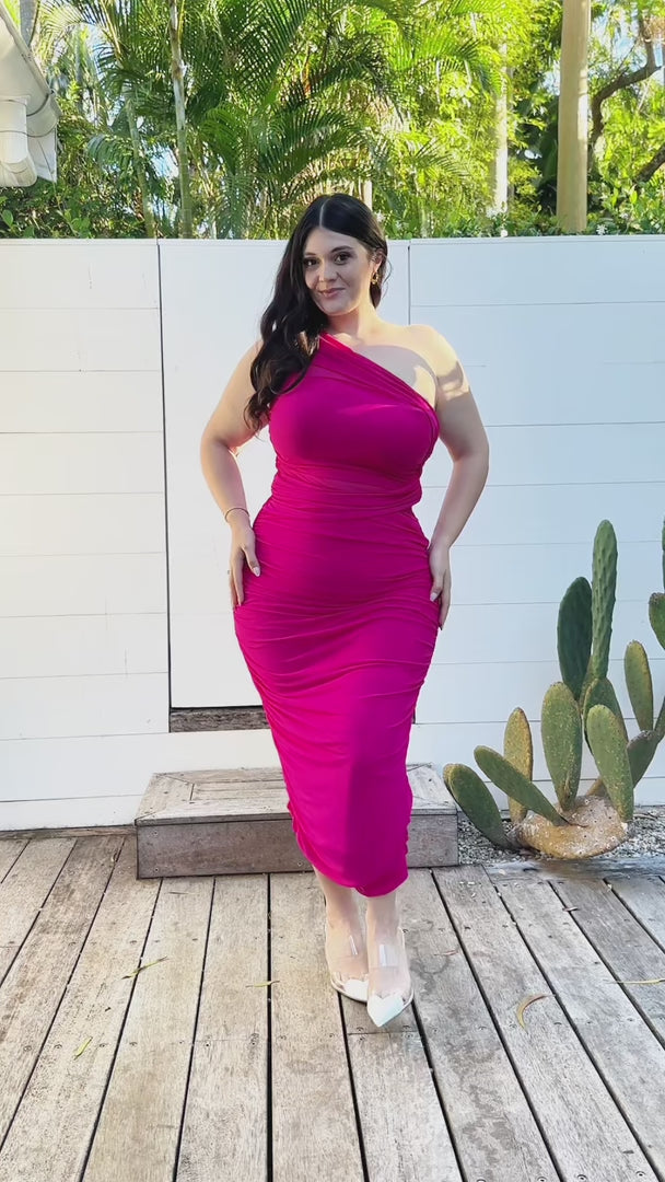Isola Sleeveless Mesh Midi Dress - Ruby Pink
