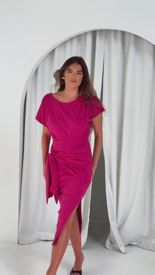Kobe Short Sleeve Midi Dress - Plum