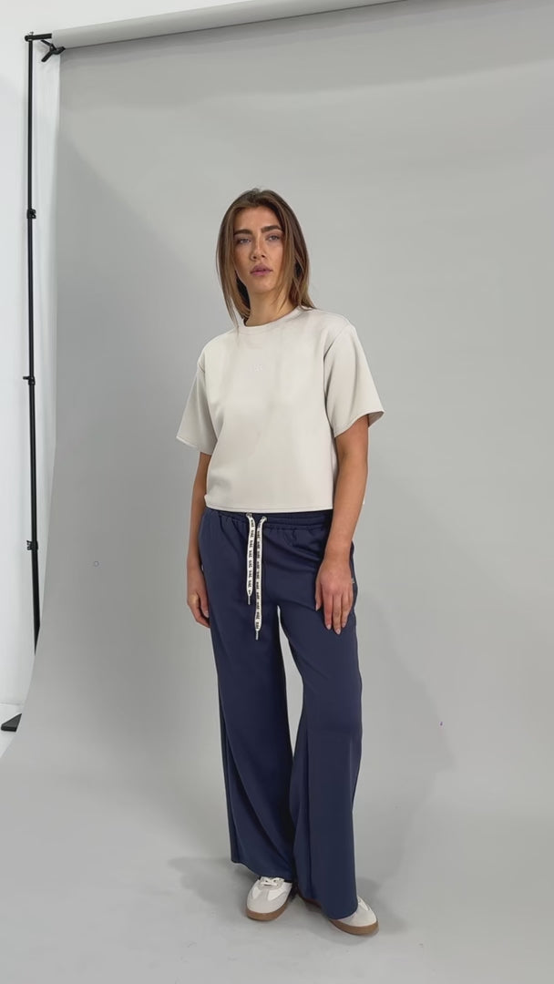 Luther Unisex Wide Leg Trackpants - Navy