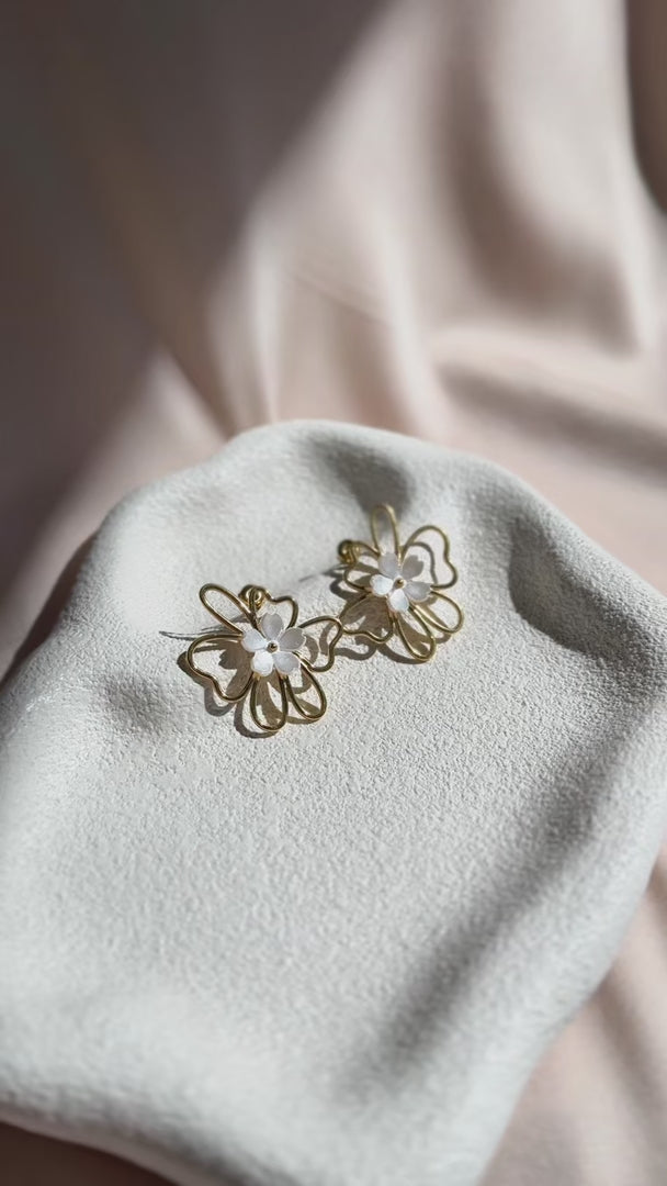 Ellea Stud Earrings - Gold Double Flower
