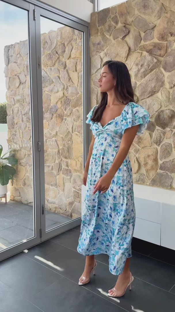 In The Sky Maxi Dress - Blue Floral