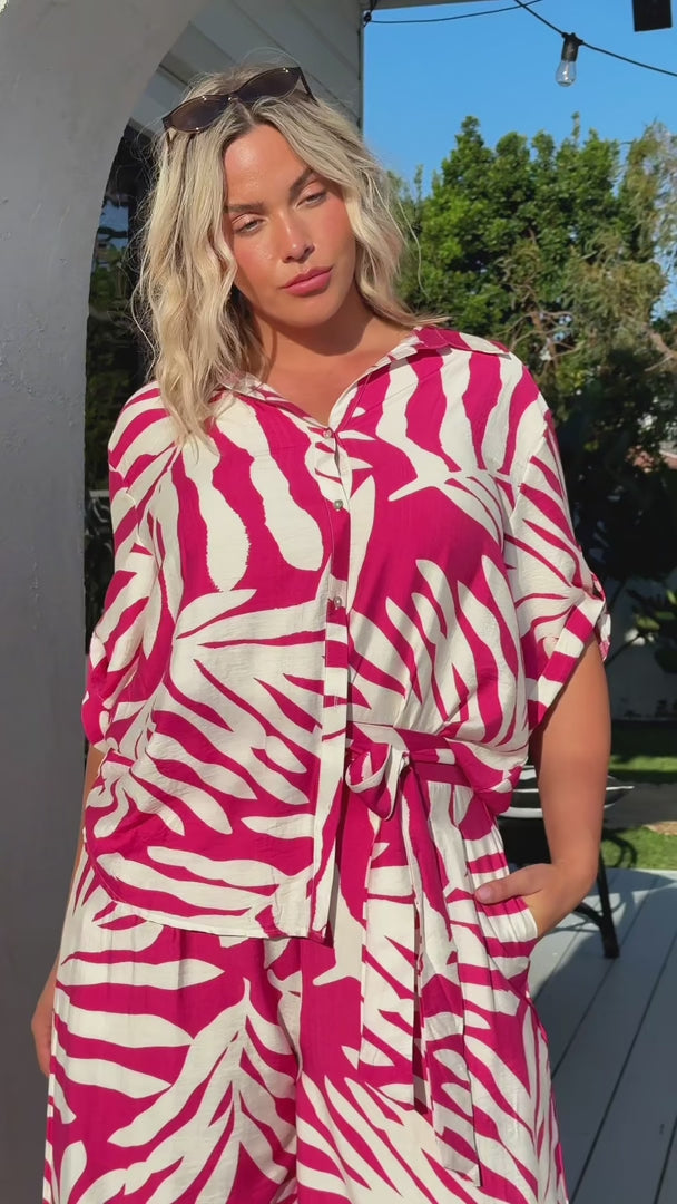 Enzo Shirt Blouse - Pink Print