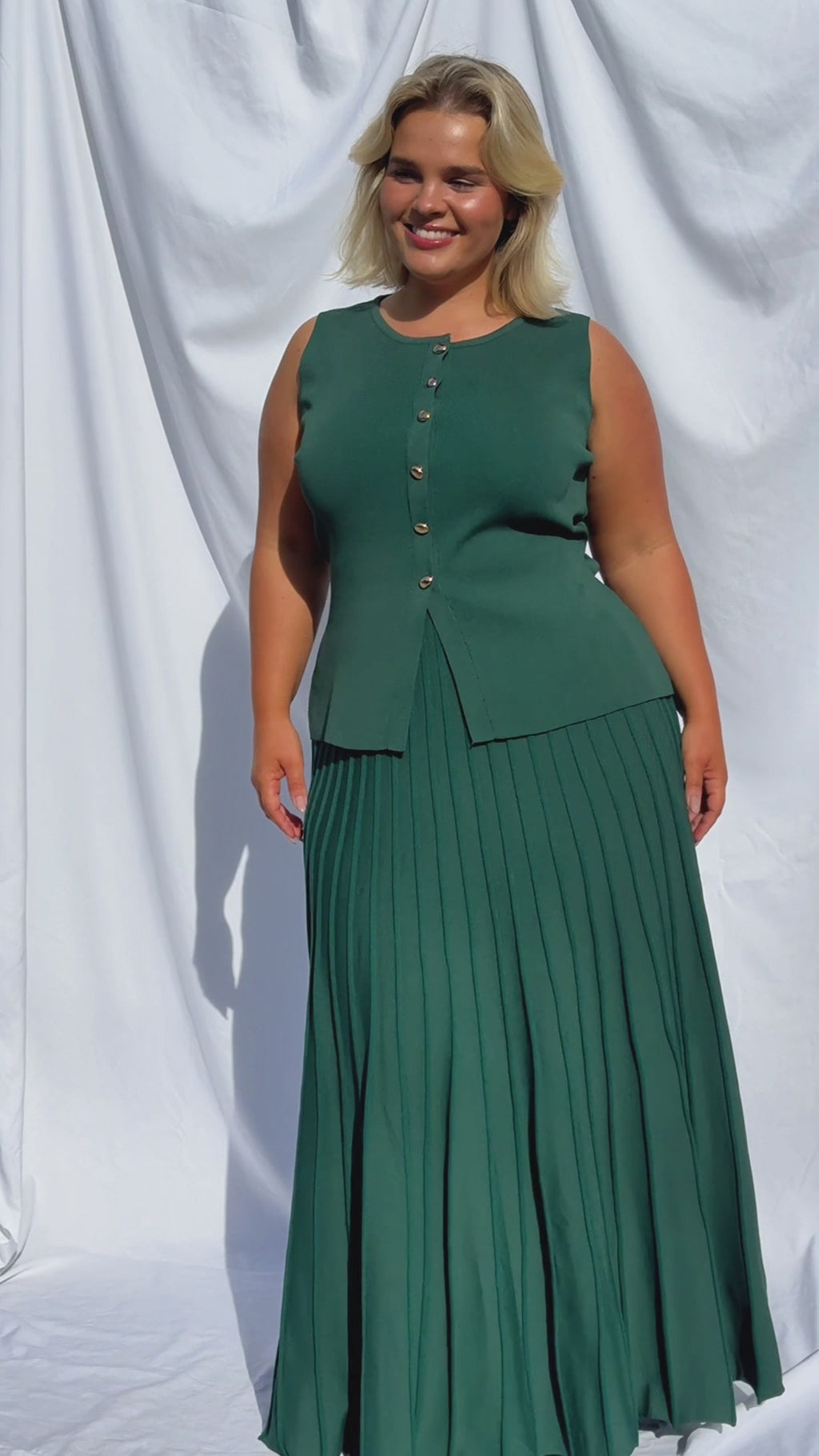 Reuben Knit Vest Top - Forest Green