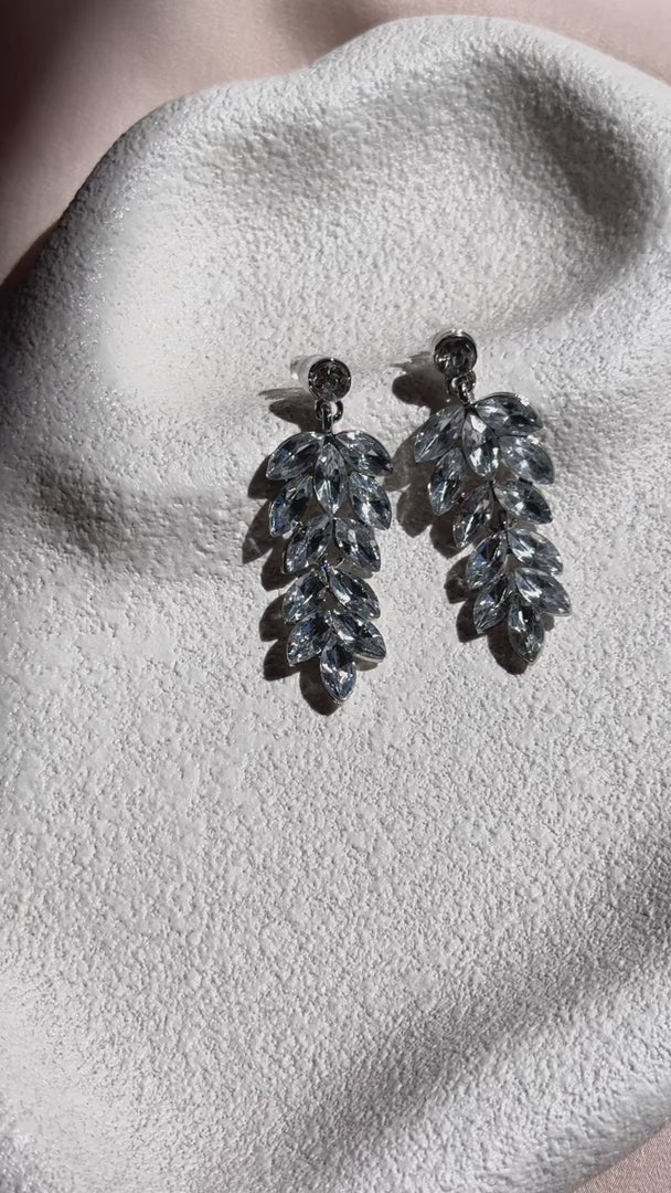 Bijoux Drop Stud Earrings - Silver Clear Chandelier