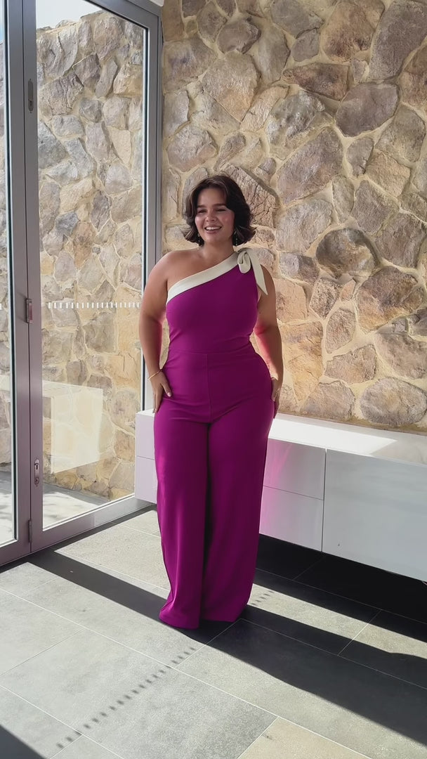 Jaskier Wide Leg Jumpsuit - Plum Cream