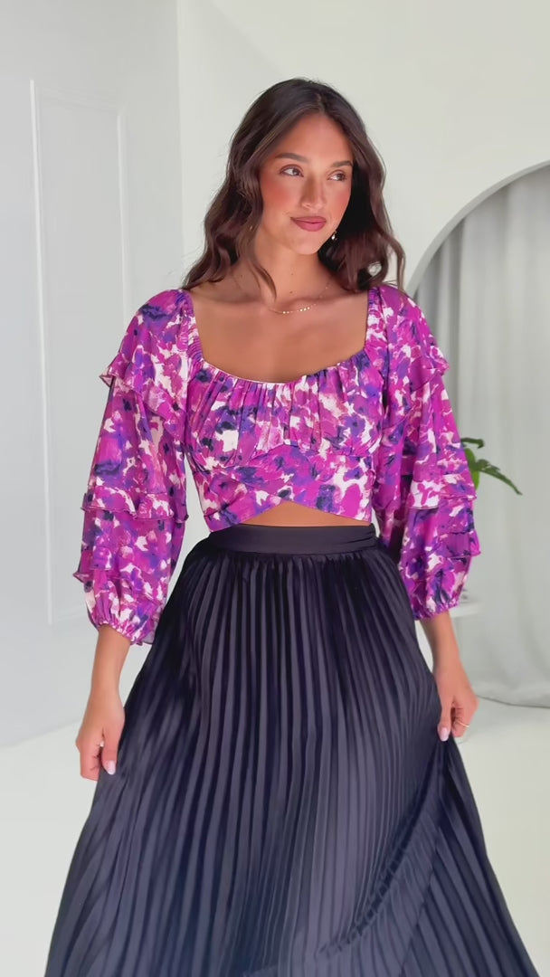 Luella Crop Top - Purple Floral