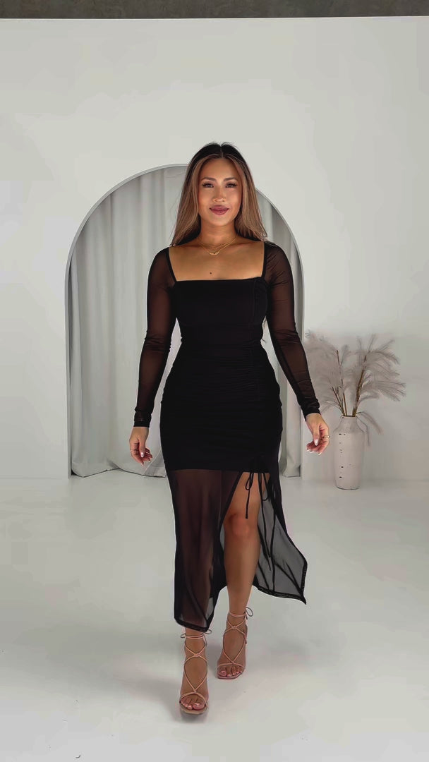 Kaisanna Mesh Maxi Dress - Black