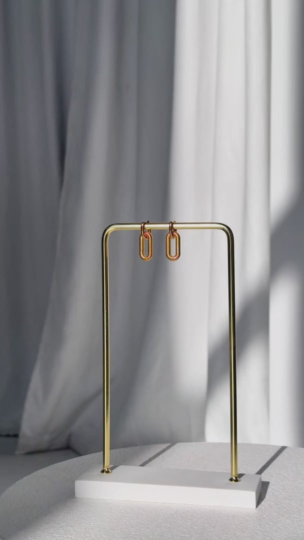 Karass Hoop Earrings - Gold Ribbed Texture