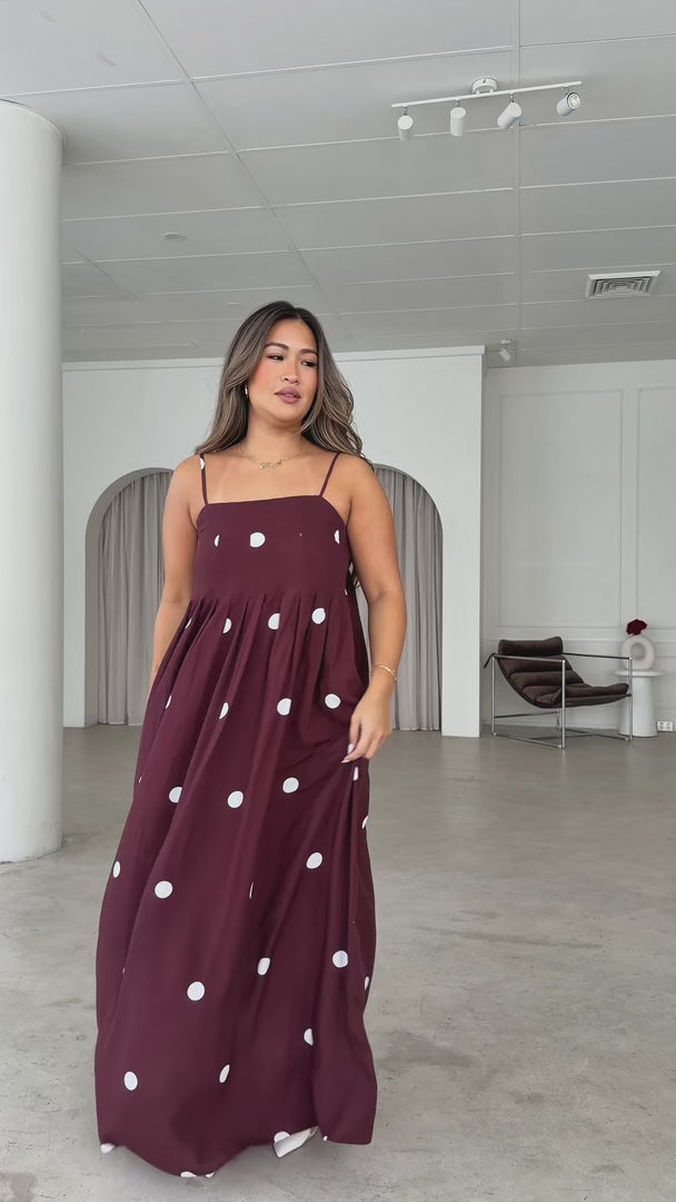 Marie Maxi Dress - Chocolate Brown Spots