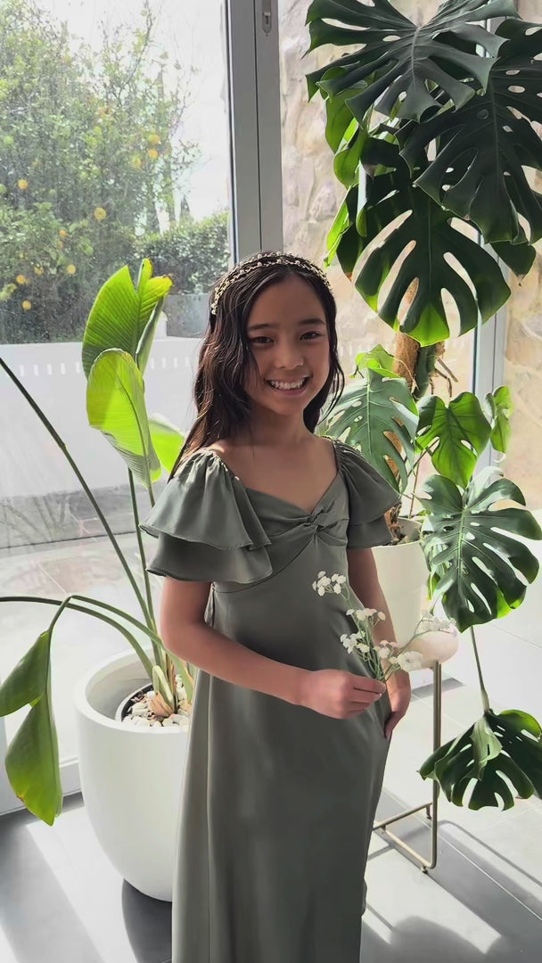 In The Sky Kids Dress - Fern Green